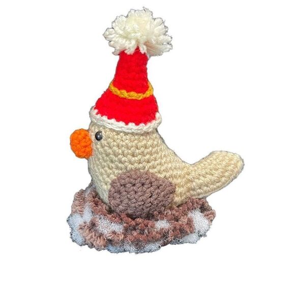 Handmade Crochet Nesting Bird Women Home Decor Christmas Tree Mantle Decoration - Picture 3 of 5